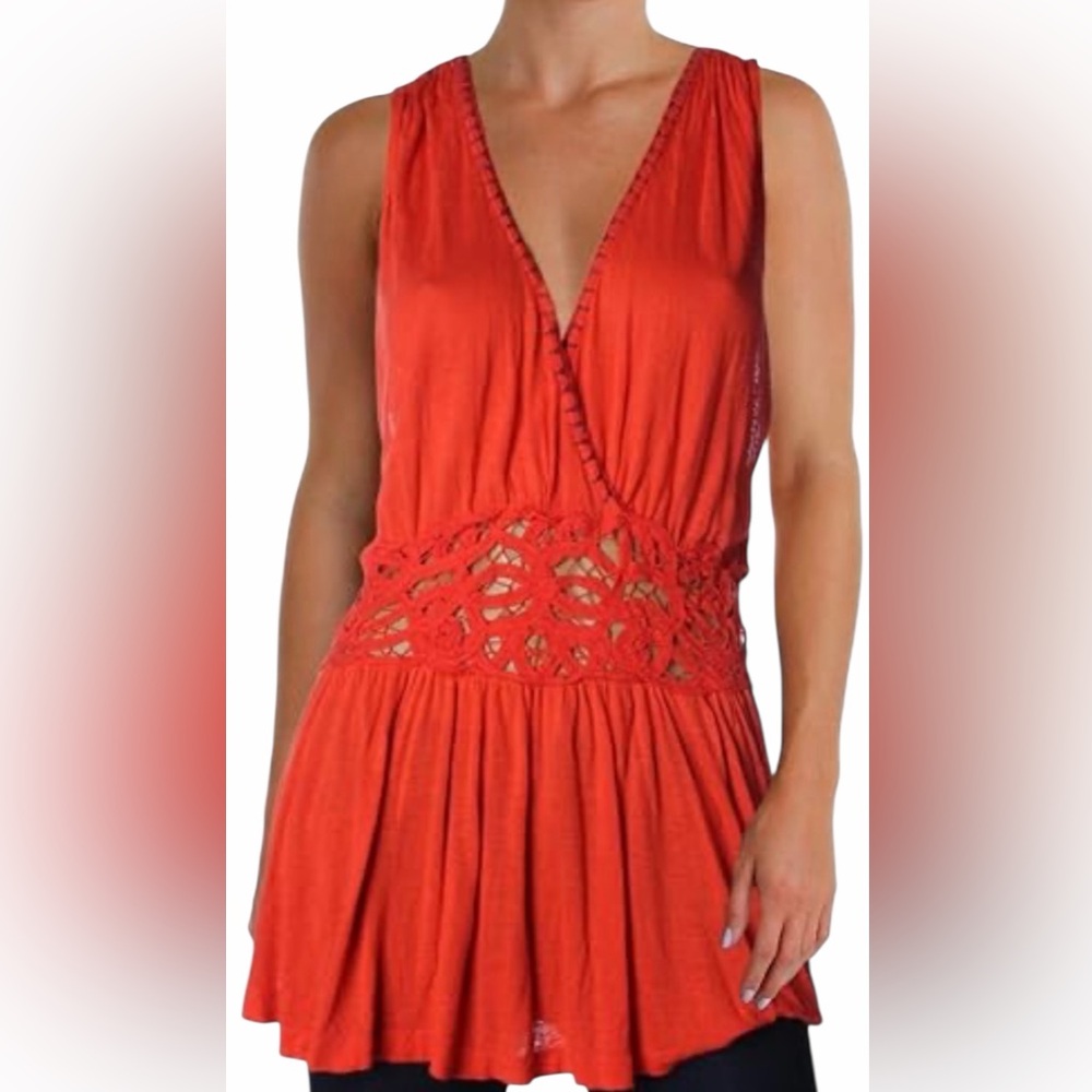 Free People Megan Peplum Face Tank Size Large Boho Vacation Sleeveless